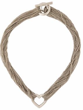 Tiffany & Co. Silver Multi-Strand Mesh Choker with Heart Accent